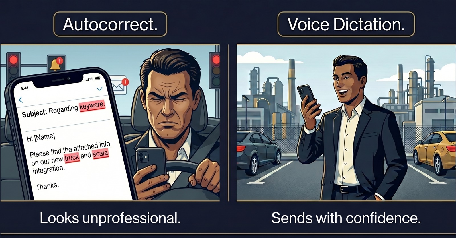 Autocorrect mangling technical terms versus clean voice dictation